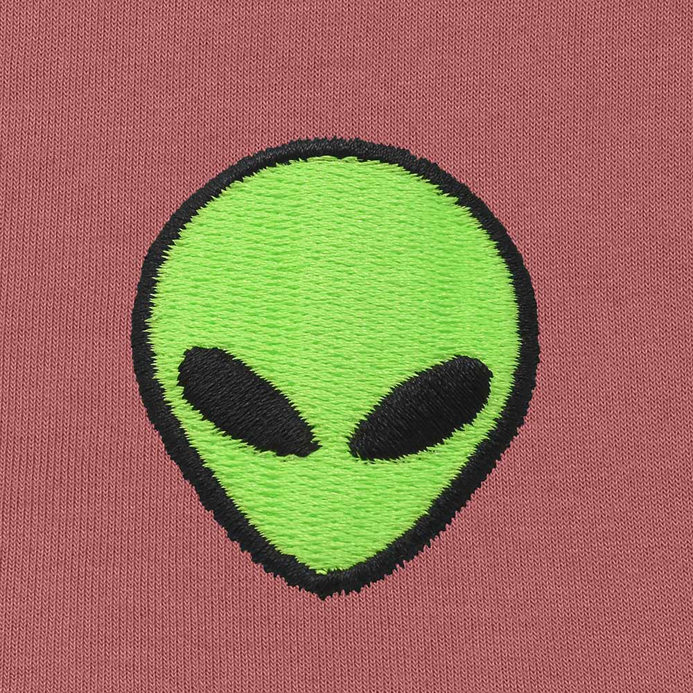 Dalix Alien Embroidered Zip Hoodie Fleece Long Sleeve Pocket Warm Soft Mens in Mauve 2XL XX-Large