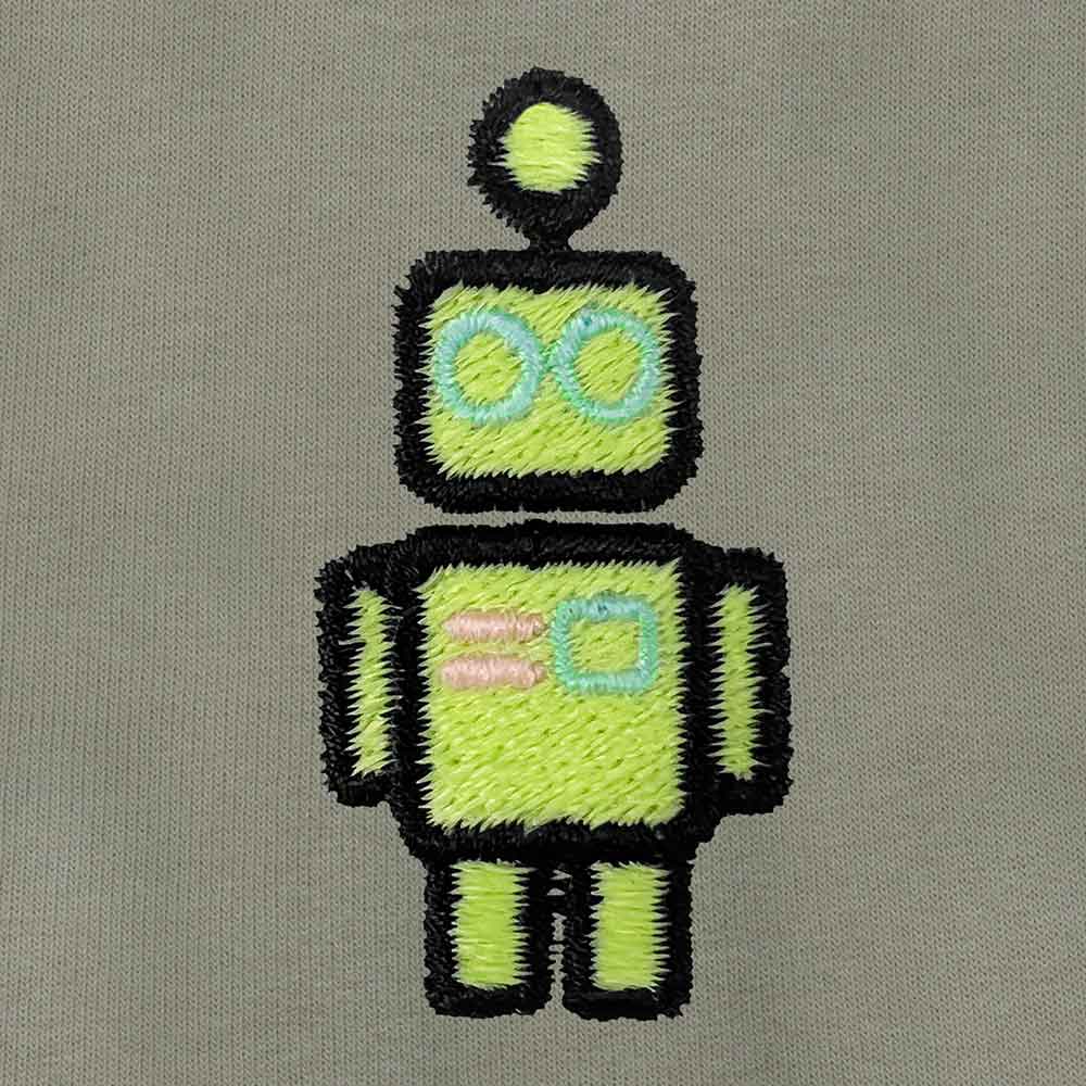 Dalix Robot Embroidered Hoodie Fleece Sweatshirt Zip Front Mens in Silver XL X-Large