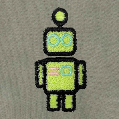 Dalix Robot Embroidered Hoodie Fleece Sweatshirt Zip Front Mens in Silver XL X-Large