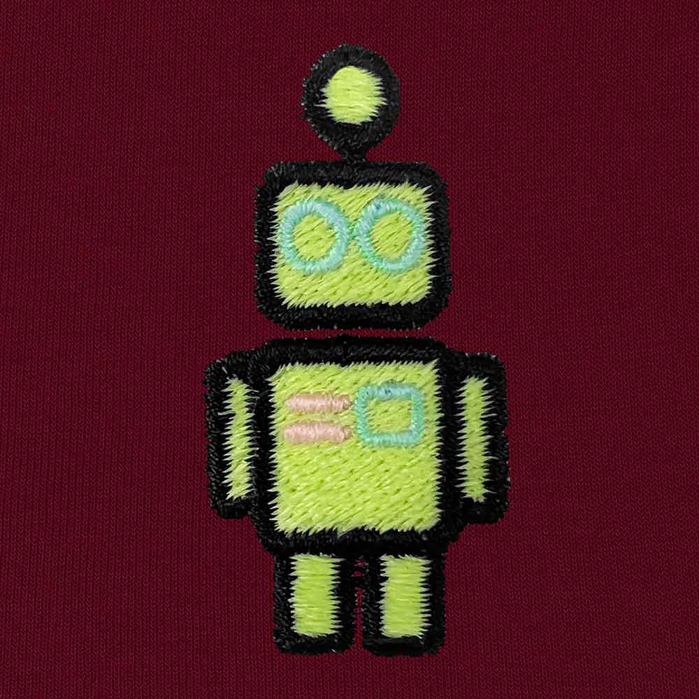 Dalix Robot Embroidered Hoodie Fleece Sweatshirt Zip Front Mens in Tan M Medium