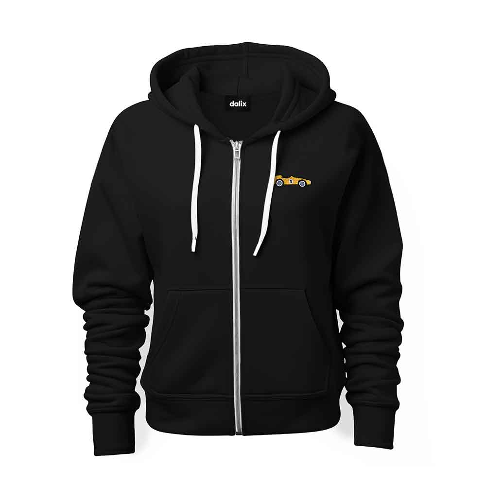 Dalix Race Car Embroidered Zip Hoodie Soft Fleece Hood Sweatshirt Mens in Gold 2XL XX-Large
