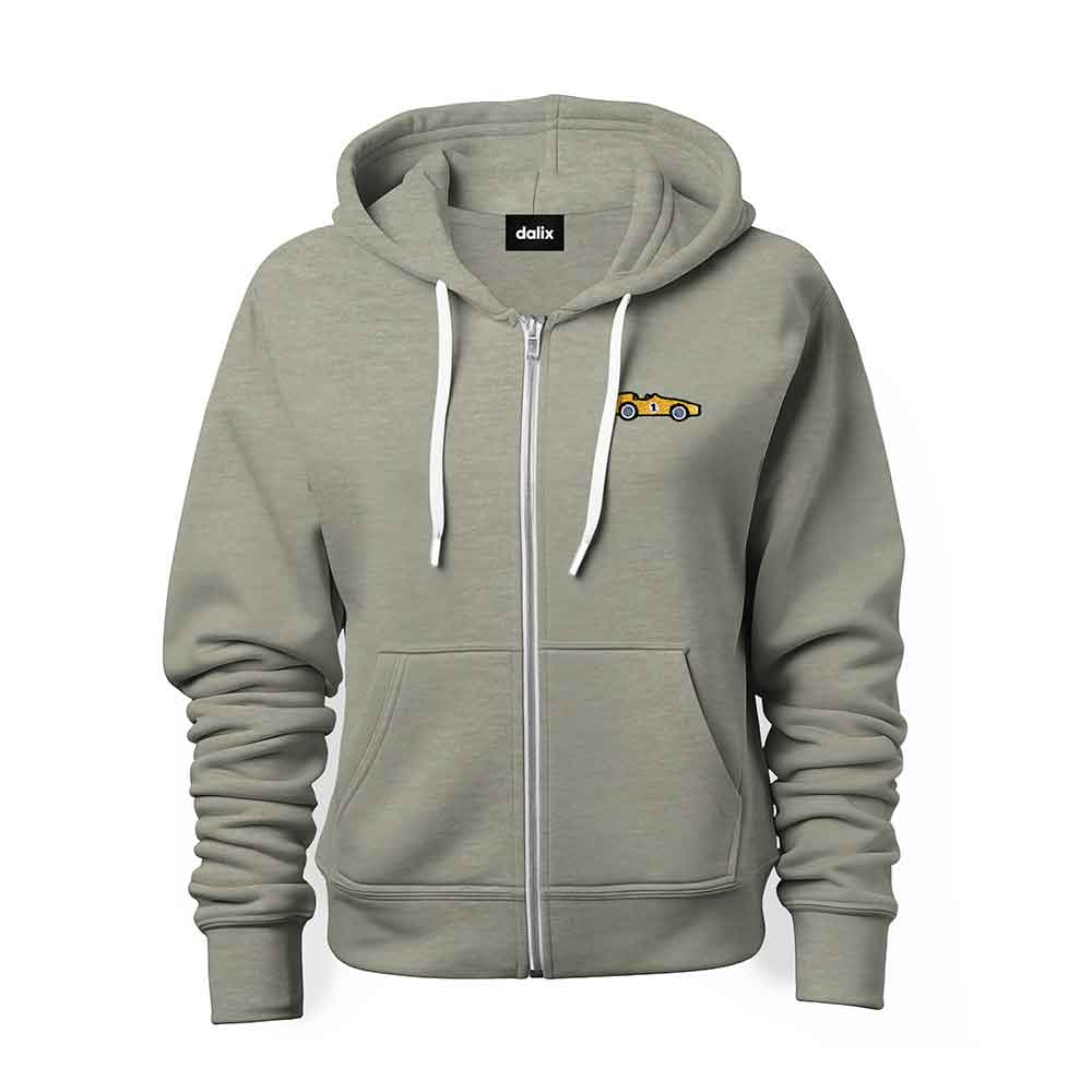 Dalix Race Car Embroidered Zip Hoodie Soft Fleece Hood Sweatshirt Mens in Steel Blue L Large