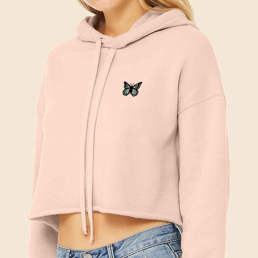 Dalix Butterfly Midweight Fleece Cropped Zip Hoodie