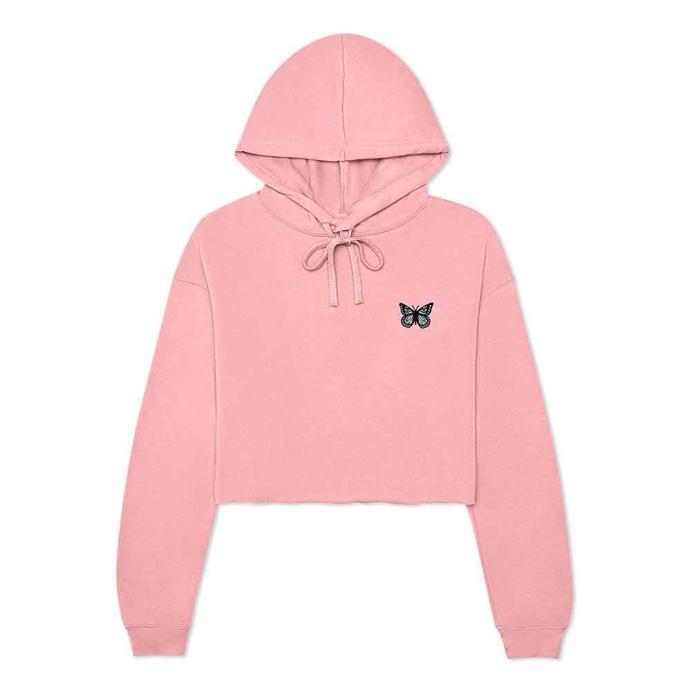 Dalix Butterfly Midweight Fleece Cropped Zip Hoodie