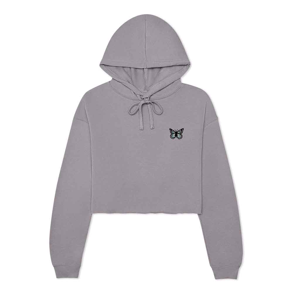 Dalix Butterfly Midweight Fleece Cropped Zip Hoodie
