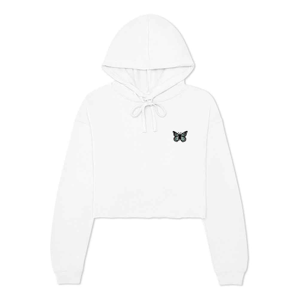 Dalix Butterfly Midweight Fleece Cropped Zip Hoodie