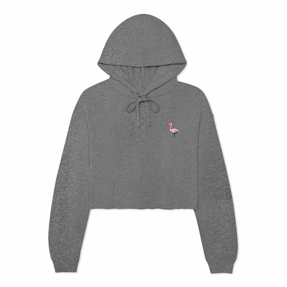 Dalix Flamingo Embroidered Fleece Cropped Hoodie Cold Fall Winter Women in Deep Heather 2XL XX-Large