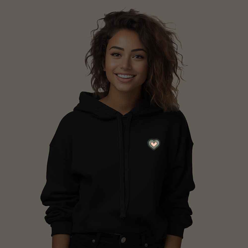 Dalix Heart Embroidered Fleece Cropped Hoodie Cold Fall Winter Women in Heather Mustard 2XL XX-Large