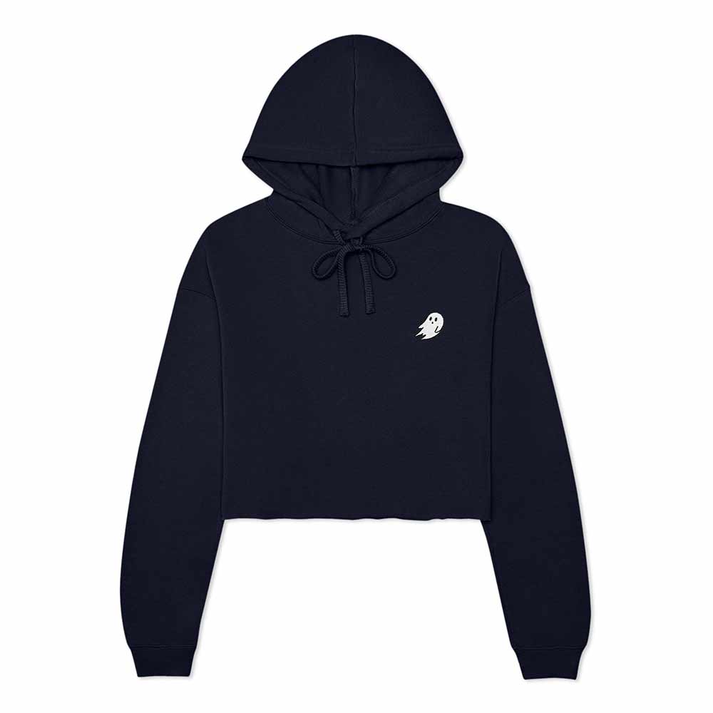 Dalix Ghost Embroidered Fleece Zip Hoodie Cold Fall Winter Women in Navy Blue 2XL XX-Large