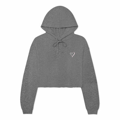 Dalix Heart Embroidered Fleece Cropped Hoodie Cold Fall Winter Women in Deep Heather 2XL XX-Large