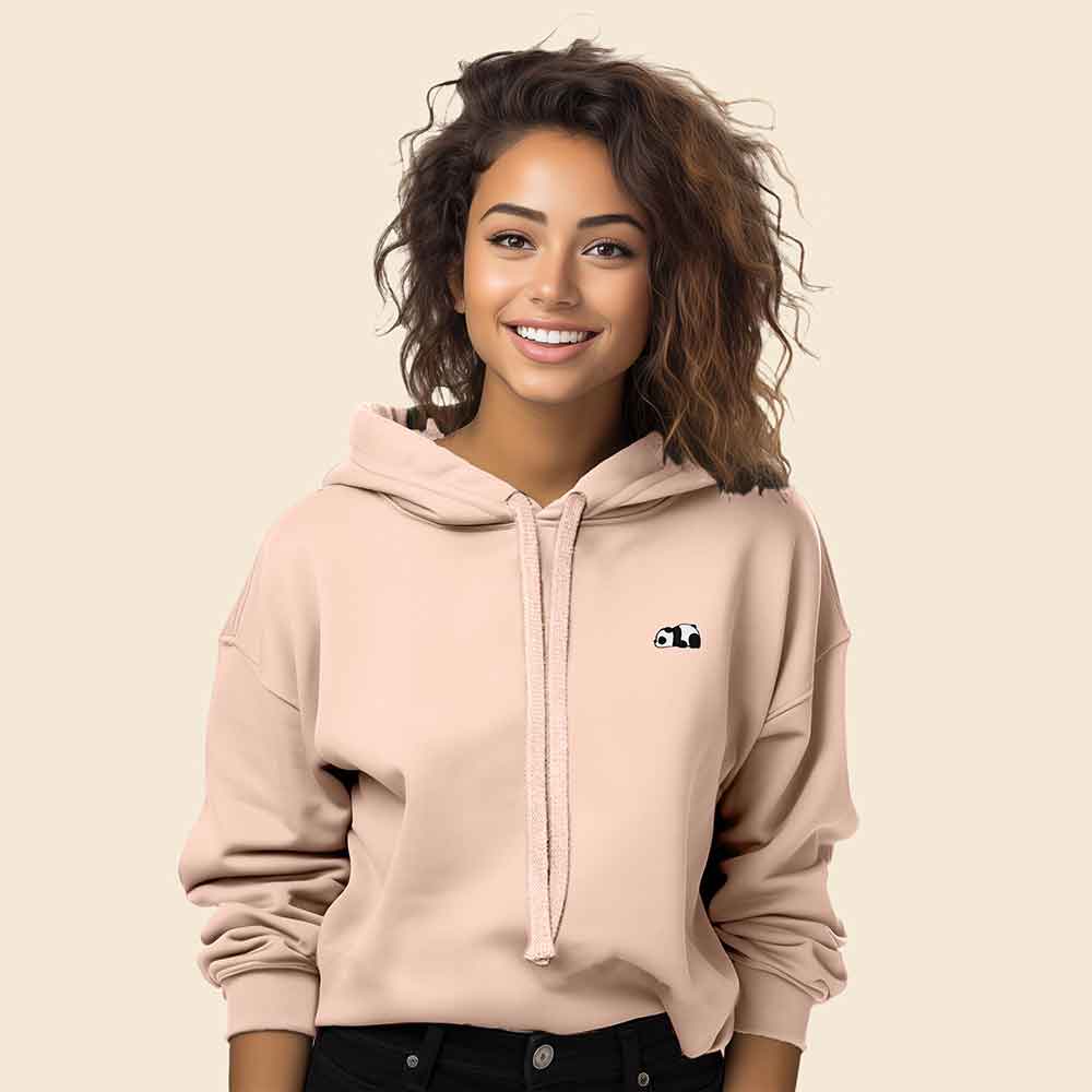 Dalix Panda Midweight Fleece Cropped Hoodie