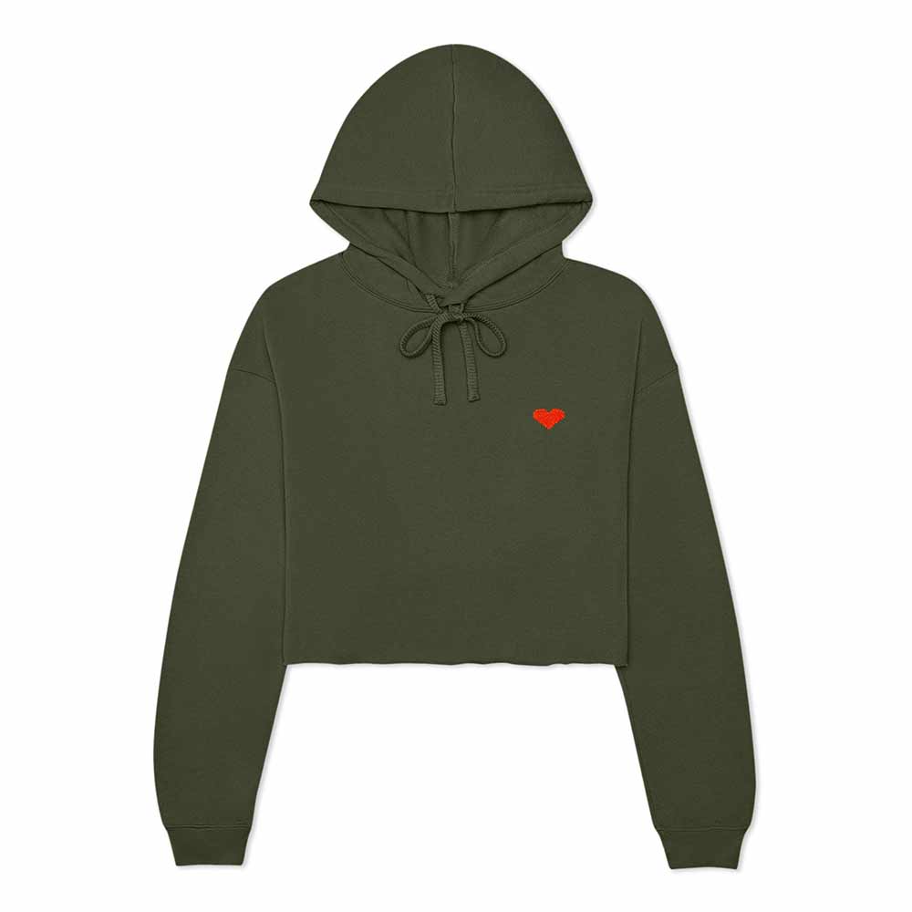 Dalix Pixel Heart Cropped Hoodie