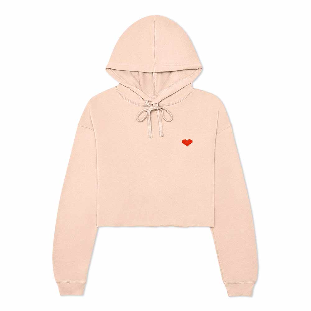 Dalix Pixel Heart Cropped Hoodie