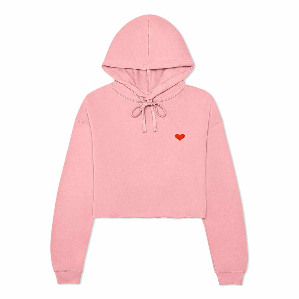 Dalix Pixel Heart Cropped Hoodie