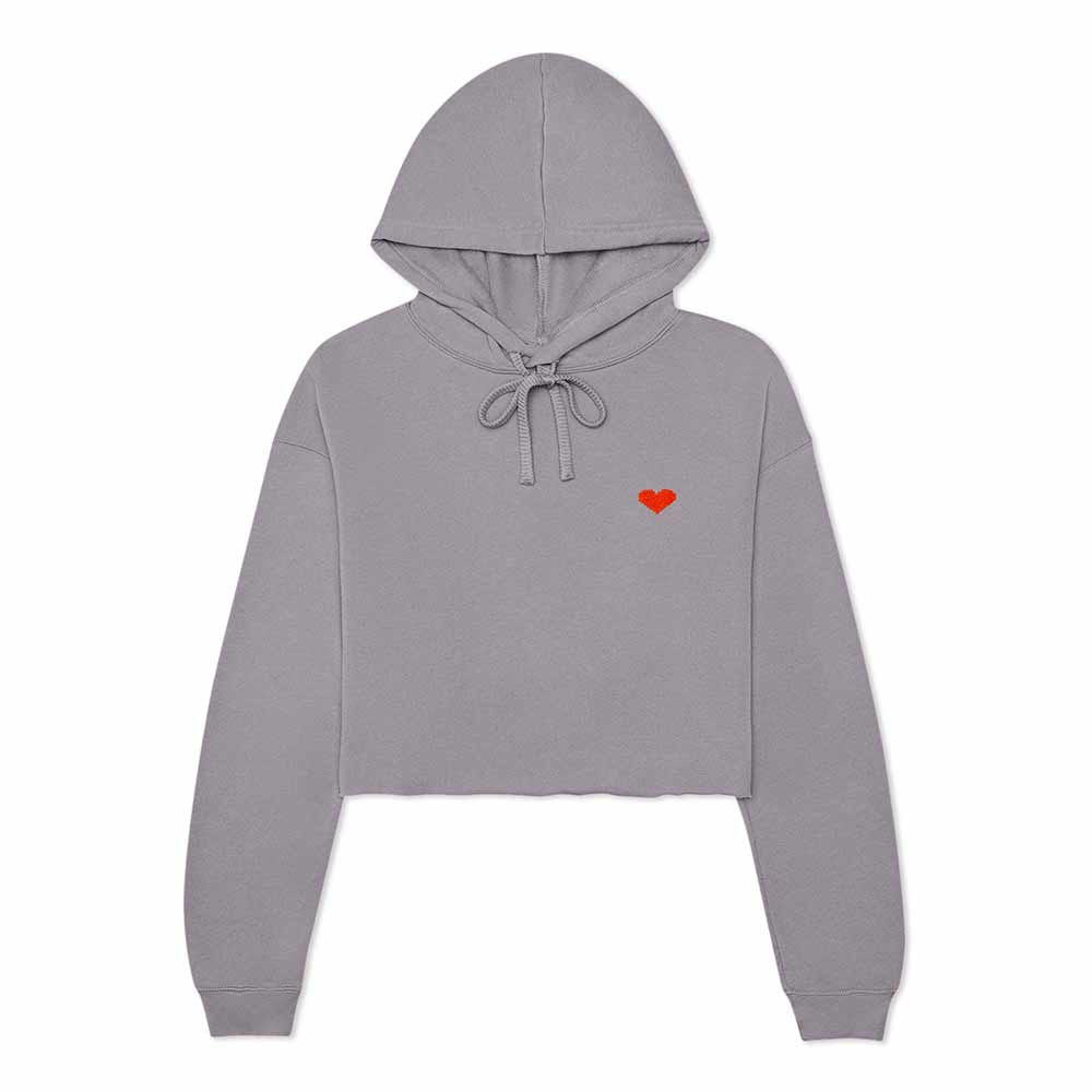 Dalix Pixel Heart Cropped Hoodie