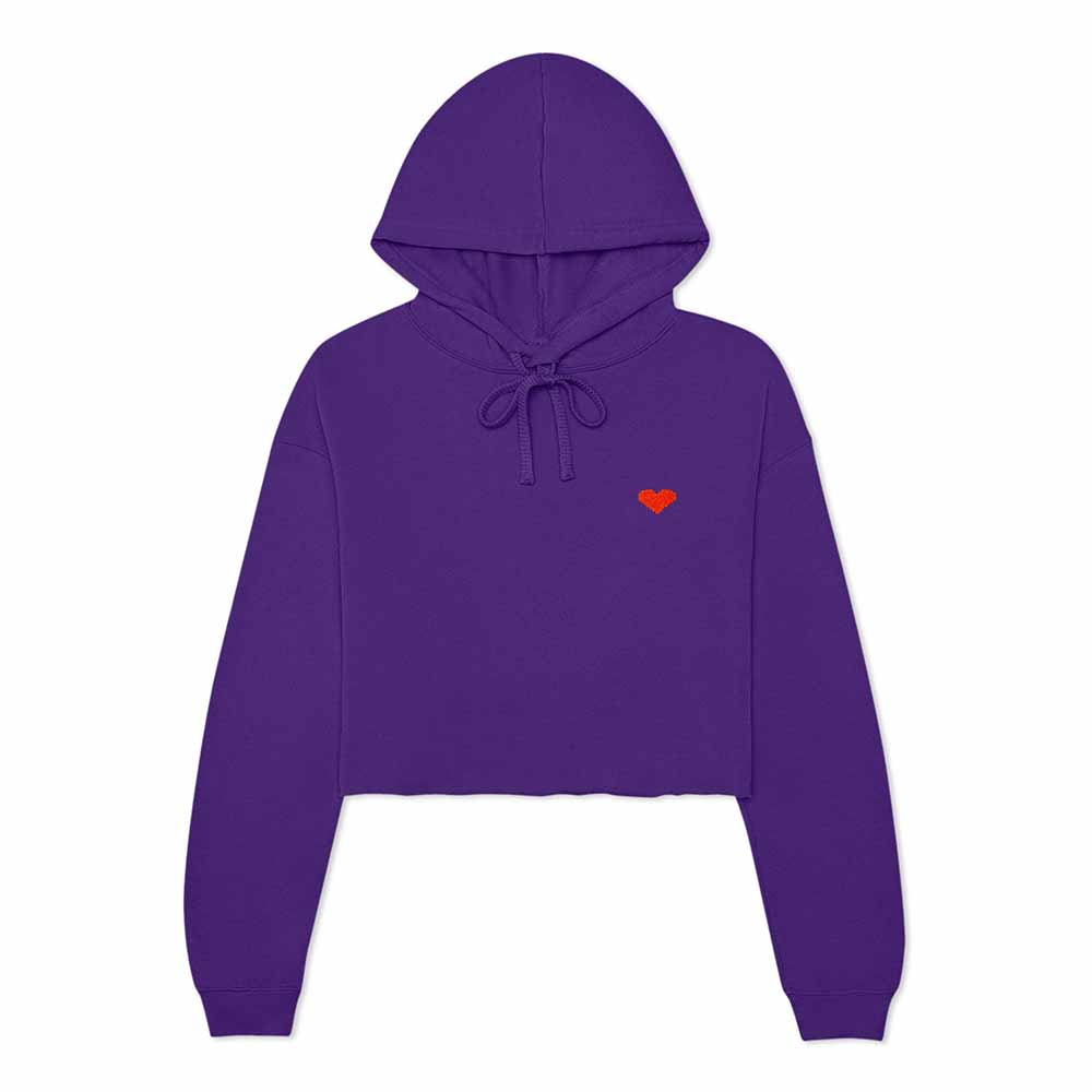 Dalix Pixel Heart Cropped Hoodie