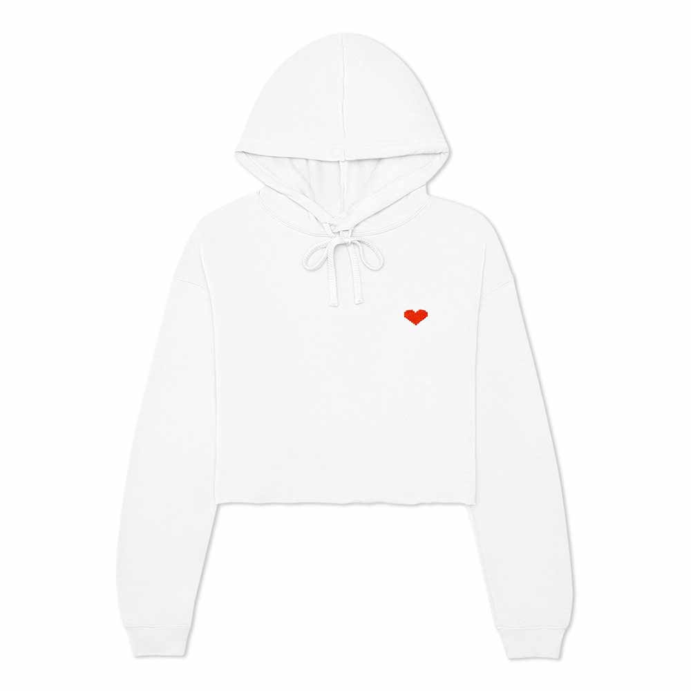 Dalix Pixel Heart Cropped Hoodie