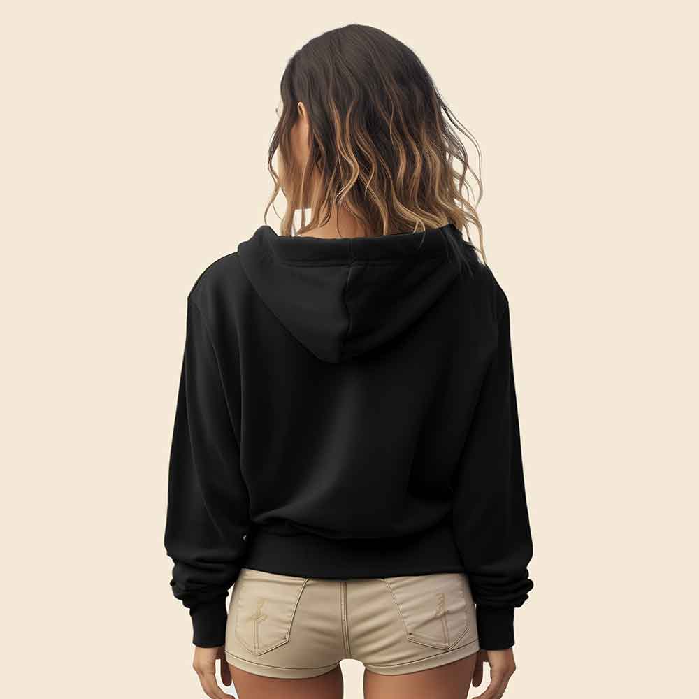 Dalix Ghost Midweight Fleece Cropped Zip Hoodie