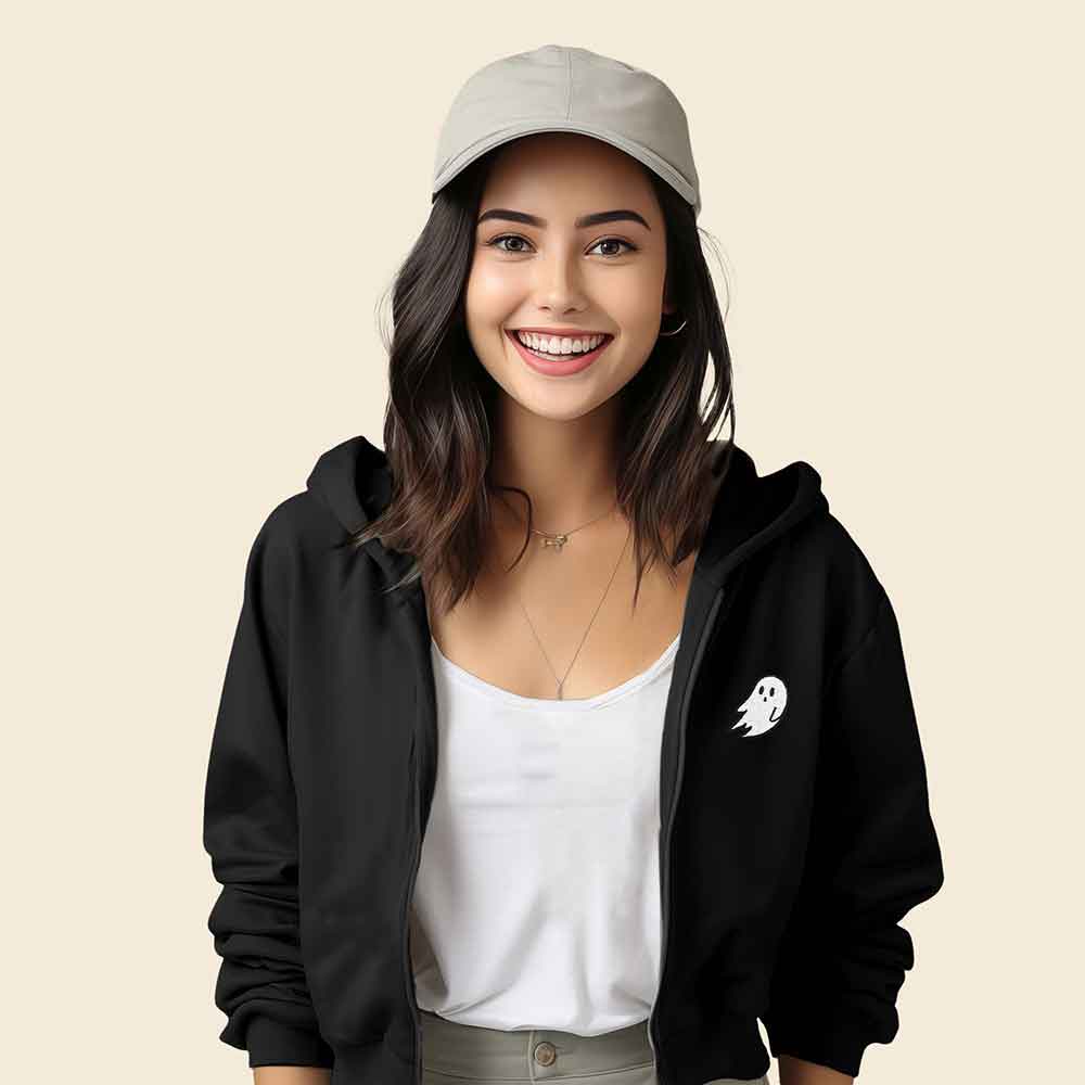 Dalix Ghost Midweight Fleece Cropped Zip Hoodie