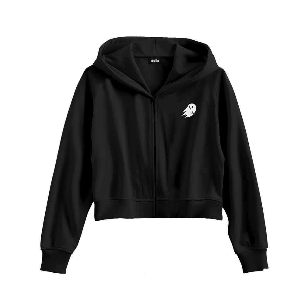 Dalix Ghost Midweight Fleece Cropped Zip Hoodie