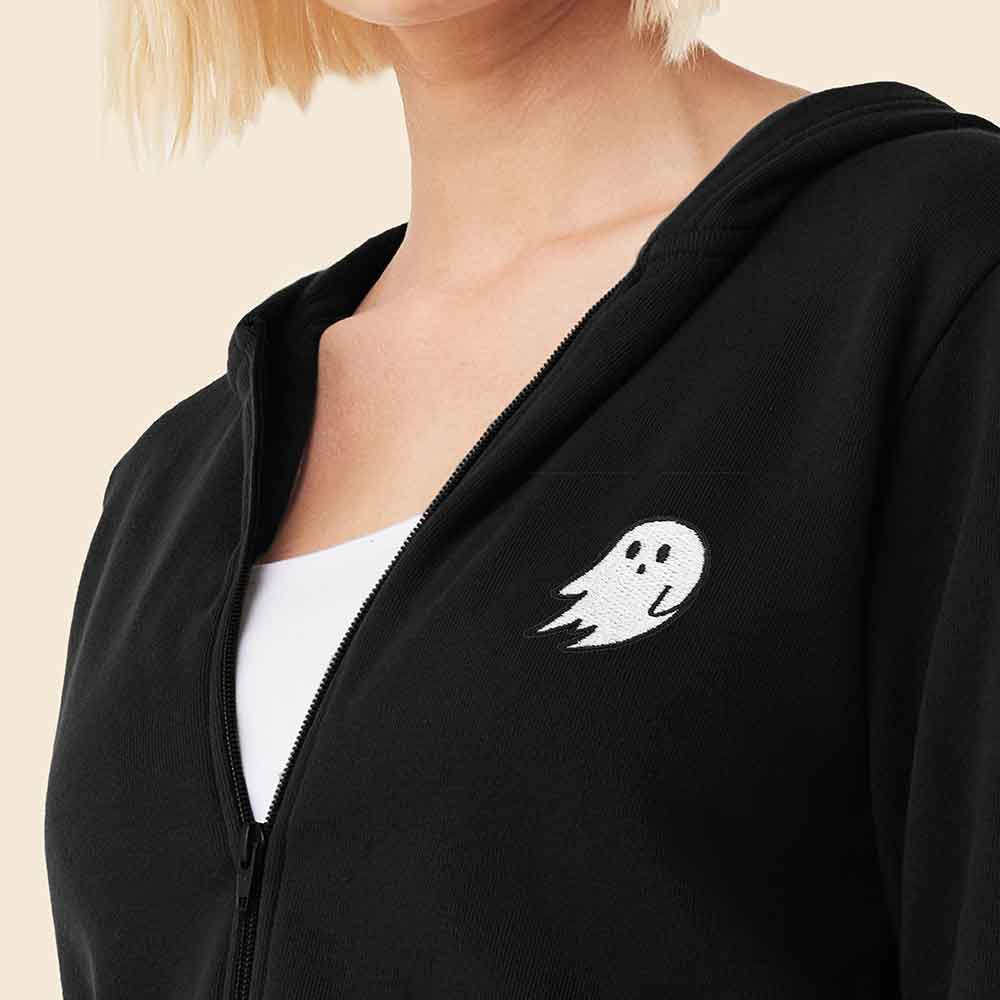 Dalix Ghost Midweight Fleece Cropped Zip Hoodie