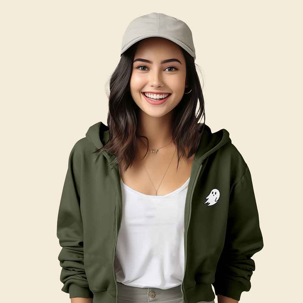 Dalix Ghost Midweight Fleece Cropped Zip Hoodie