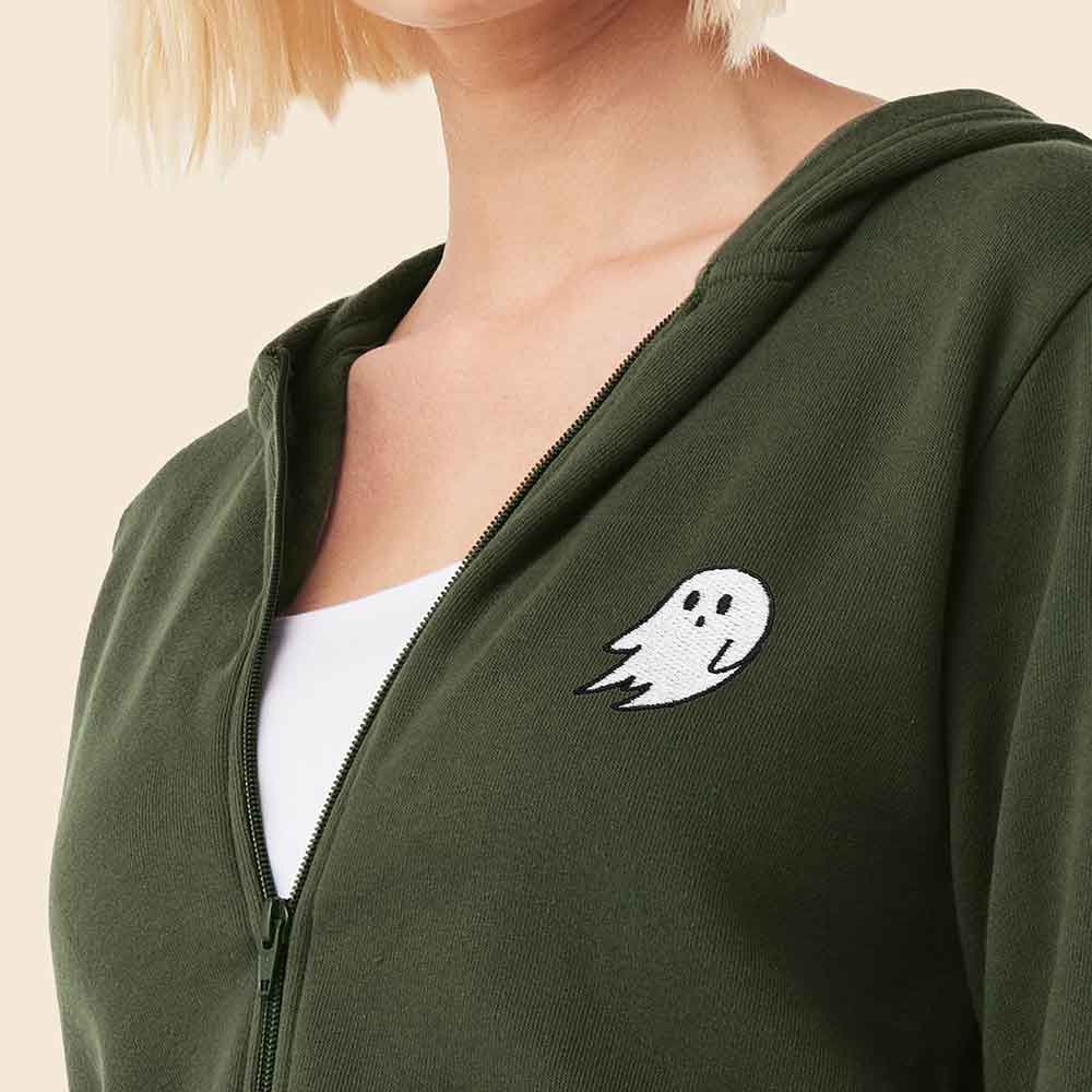 Dalix Ghost Midweight Fleece Cropped Zip Hoodie