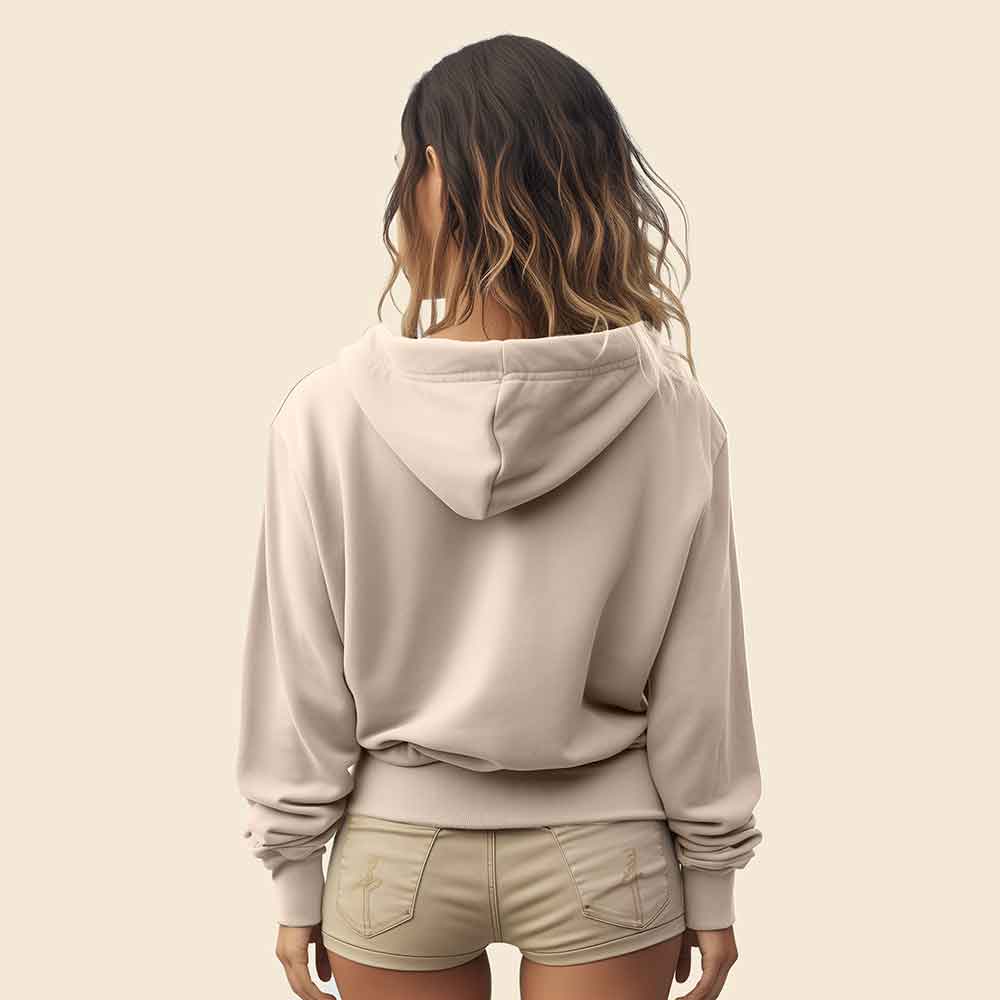Dalix Ghost Midweight Fleece Cropped Zip Hoodie