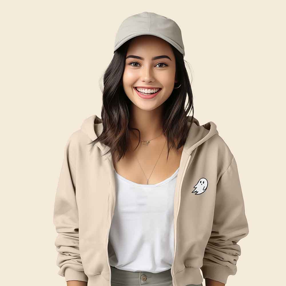 Dalix Ghost Midweight Fleece Cropped Zip Hoodie