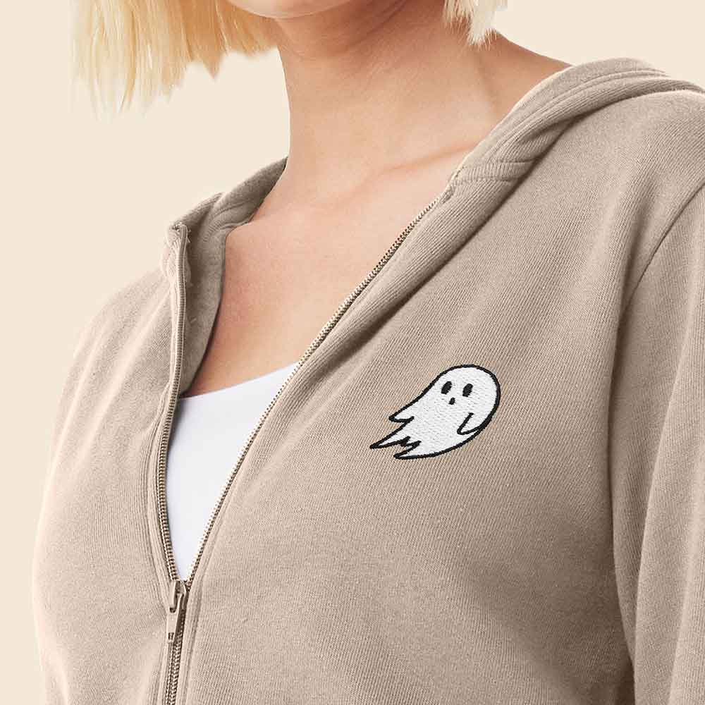 Dalix Ghost Midweight Fleece Cropped Zip Hoodie