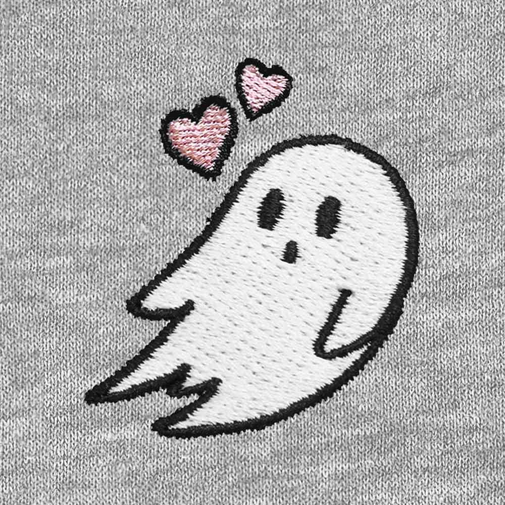 Dalix Heartly Ghost Embroidered Fleece Zip Hoodie Cold Fall Winter Women in Athletic Heather L Large