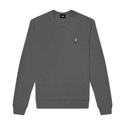 Dalix Lightning (Glow in the Dark) Embroidered Crewneck Fleece Sweatshirt Pullover Mens in Asphalt Gray 2XL XX-Large
