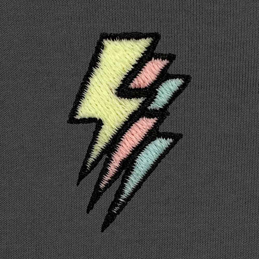 Dalix Lightning (Glow in the Dark) Embroidered Crewneck Fleece Sweatshirt Pullover Mens in Asphalt Gray S Small