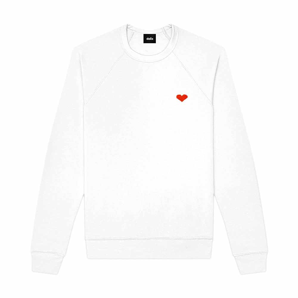 Dalix Pixel Heart Midweight Fleece Raglan Sweatshirt