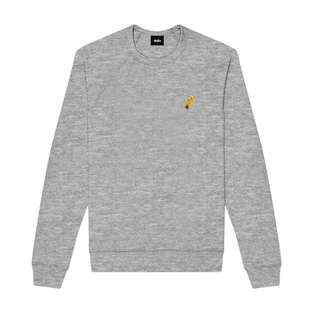 Dalix Taco Embroidered Fleece Crewneck Long Sleeve Sweatshirt Mens in Athletic Heather 2XL XX-Large