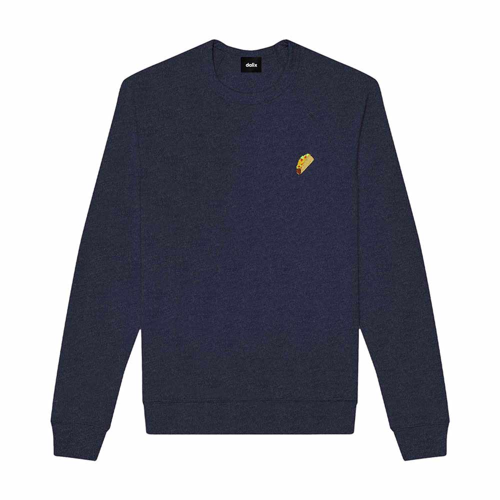 Dalix Taco Embroidered Fleece Crewneck Long Sleeve Sweatshirt Mens in Heather Navy 2XL XX-Large
