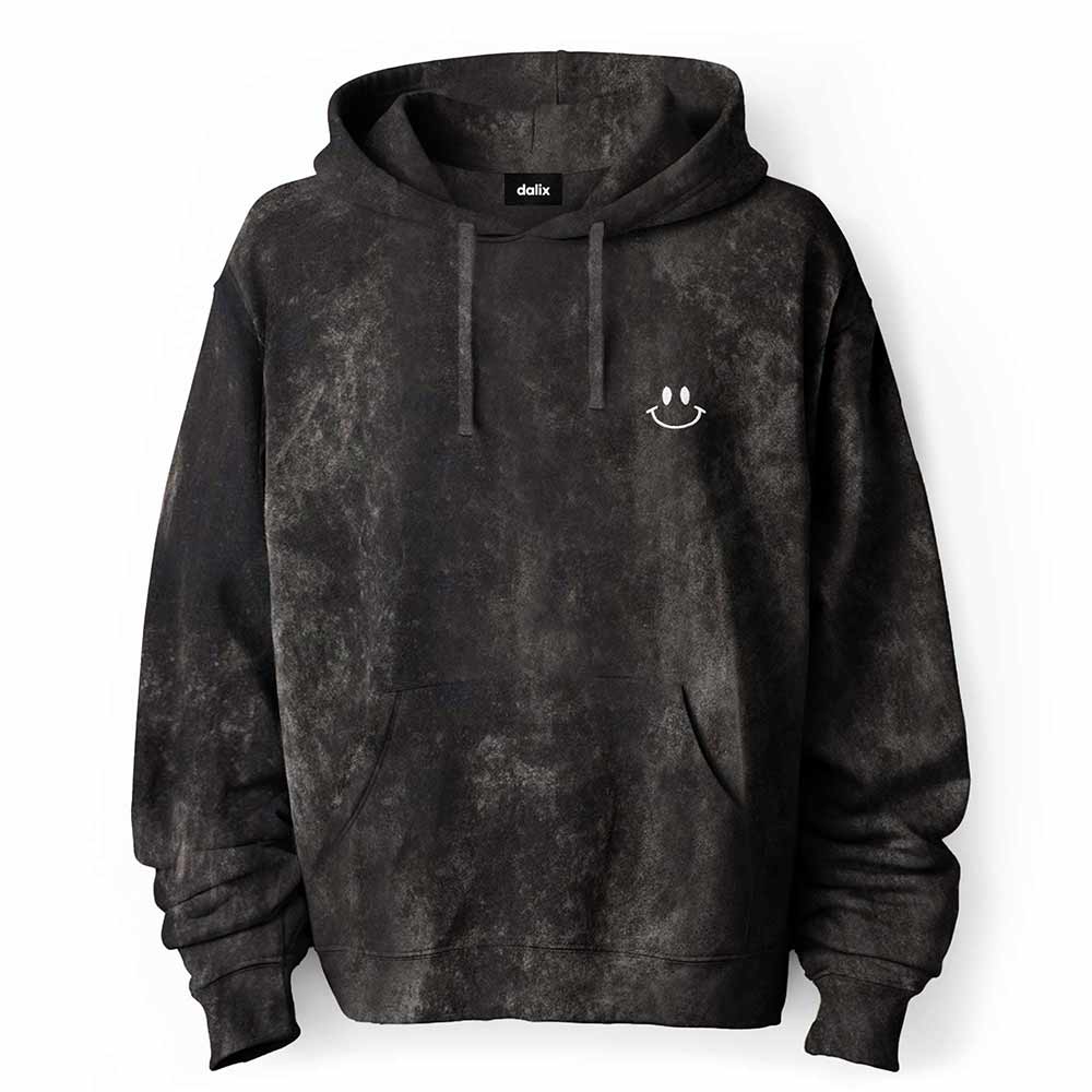 Dalix Smile Face Mineral Wash Hoodie