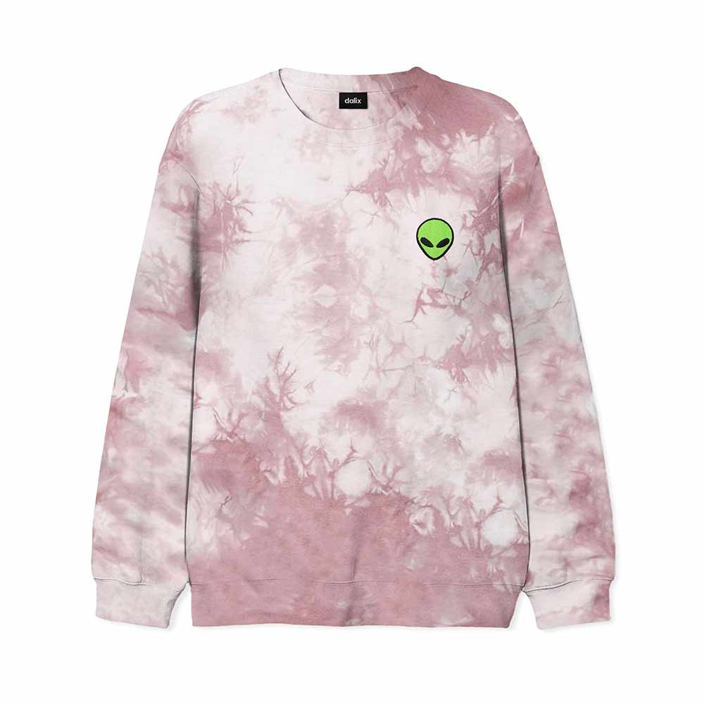 Dalix Alien Midweight Fleece Tie Dye Crewneck Sweatshirt