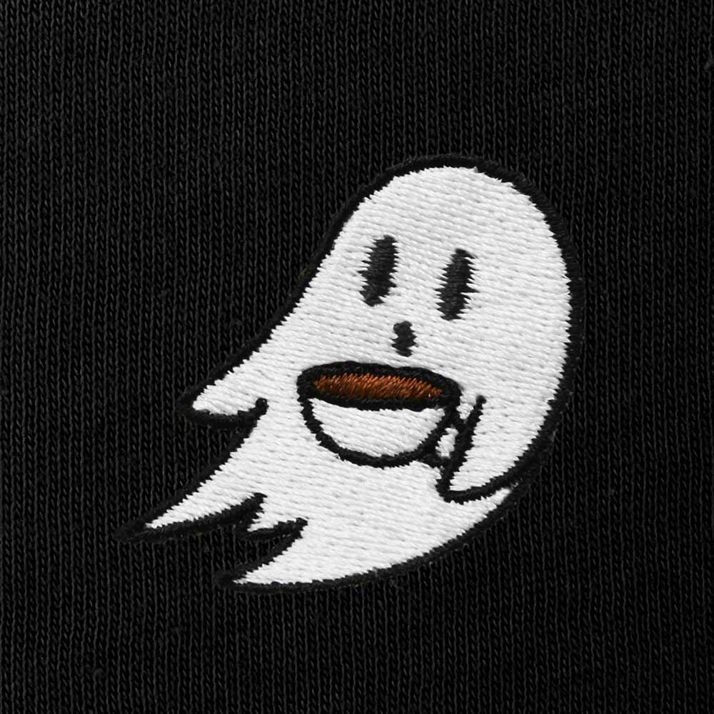 Dalix Spooke-a-Latte Ghost Sweatshirt Embroidered Coffee Fleece Long Sleeve Womens in Black 2XL XX-Large
