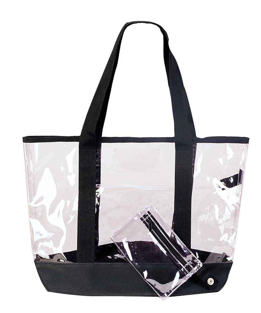 DALIX 20" Clear Handbag Shopping Tote with Small Bonus Pouch (Transparent) Shopping Totes DALIX