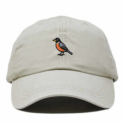 Dalix American Robin Connecticut Embroidered Bird Cotton Baseball Cap Dad Hat Mens Womens Outdoor Summer in Washed Stone White