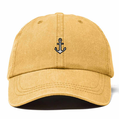 Dalix Anchor Nautical Embroidered Adjustable Cotton Twill Dad Hat for Women in Washed Gold