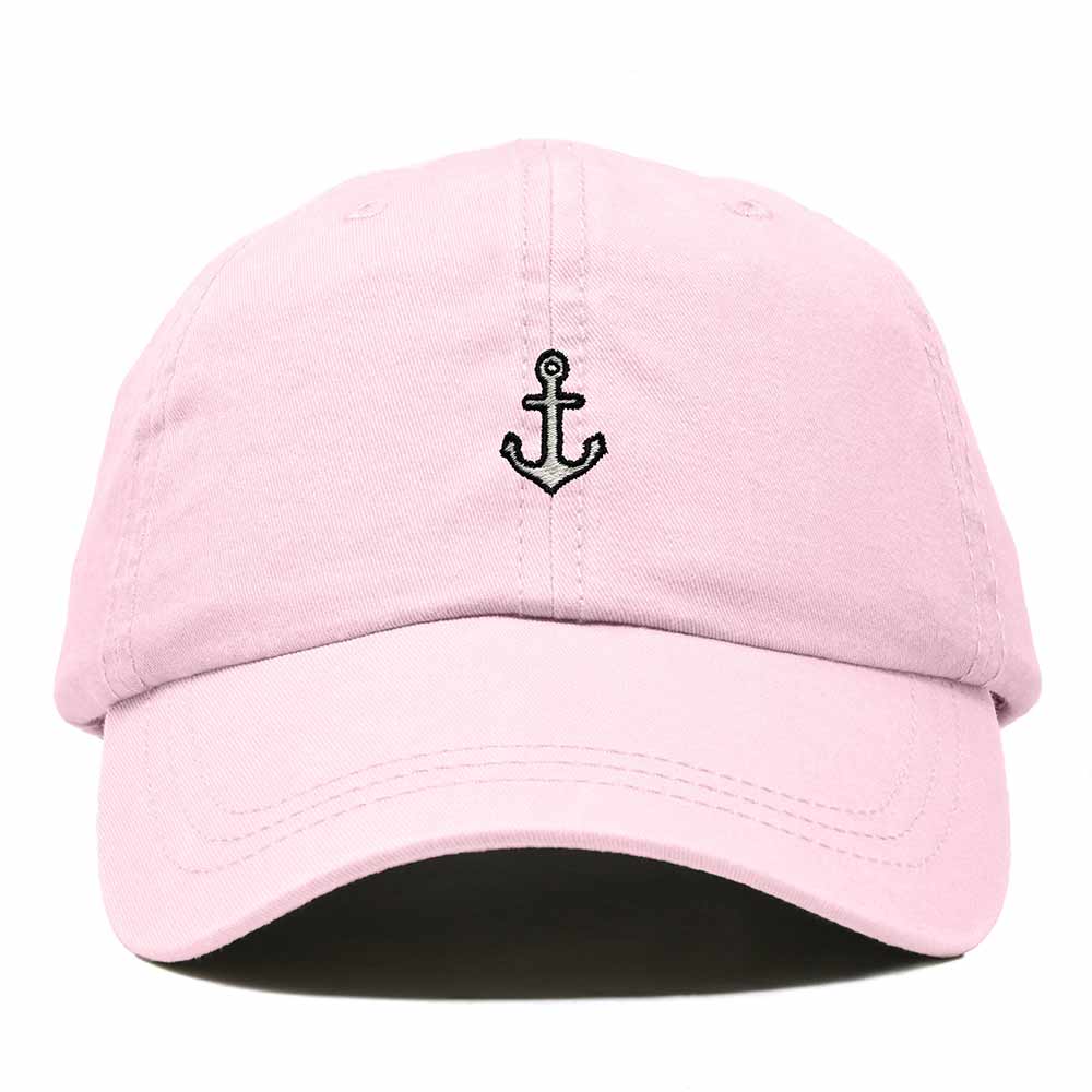 Dalix Anchor Nautical Embroidered Adjustable Cotton Twill Dad Hat for Women in Washed Pink