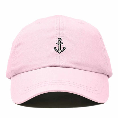 Dalix Anchor Nautical Embroidered Adjustable Cotton Twill Dad Hat for Women in Washed Pink