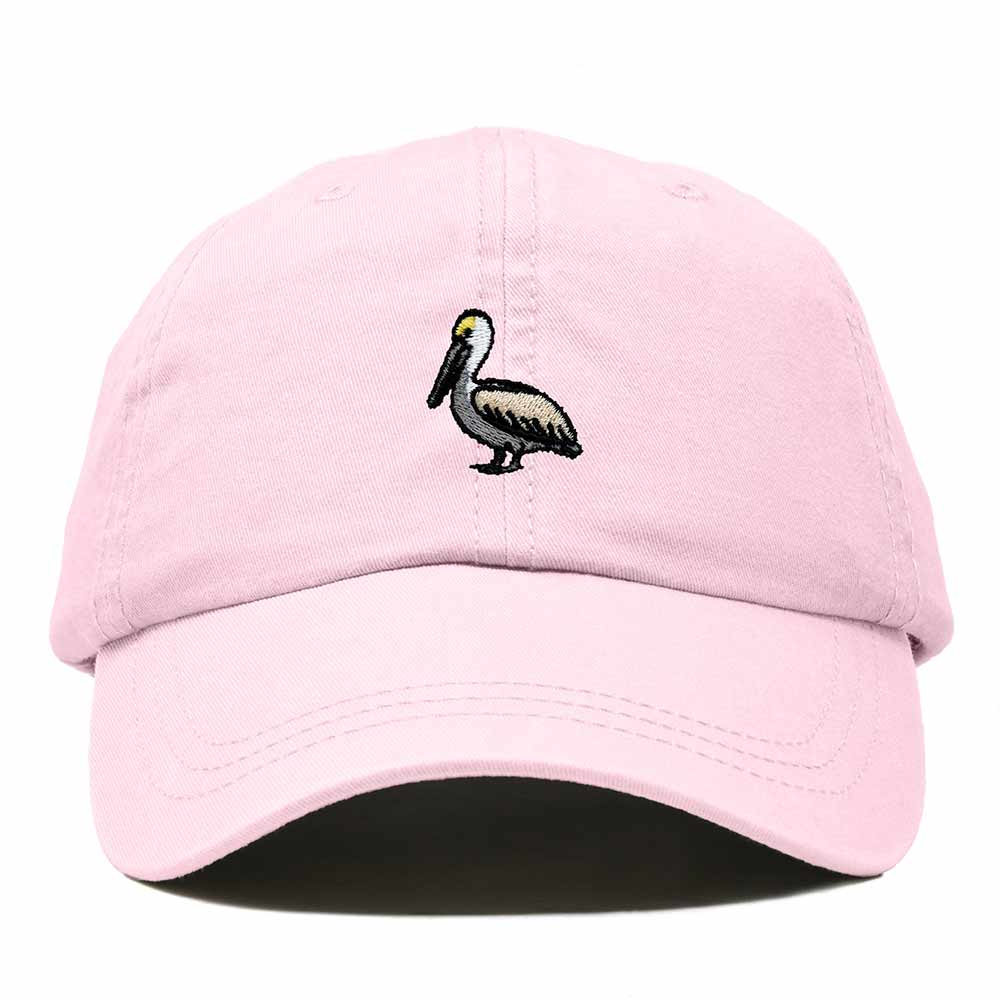Dalix Brown Pelican Embroidered Bird Cotton Baseball Cap Dad Hat Mens Womens Outdoor Summer in Washed Pink