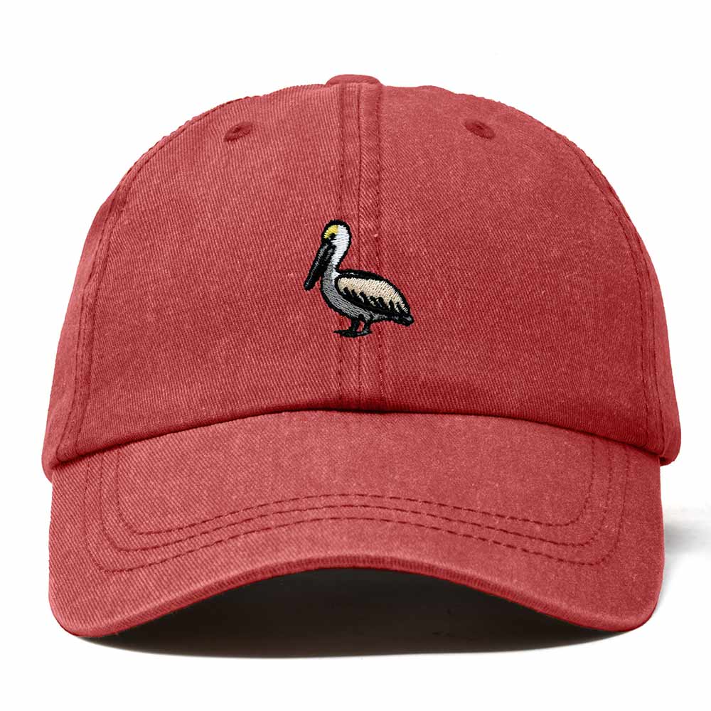 Dalix Brown Pelican Embroidered Bird Cotton Baseball Cap Dad Hat Mens Womens Outdoor Summer in Washed Red