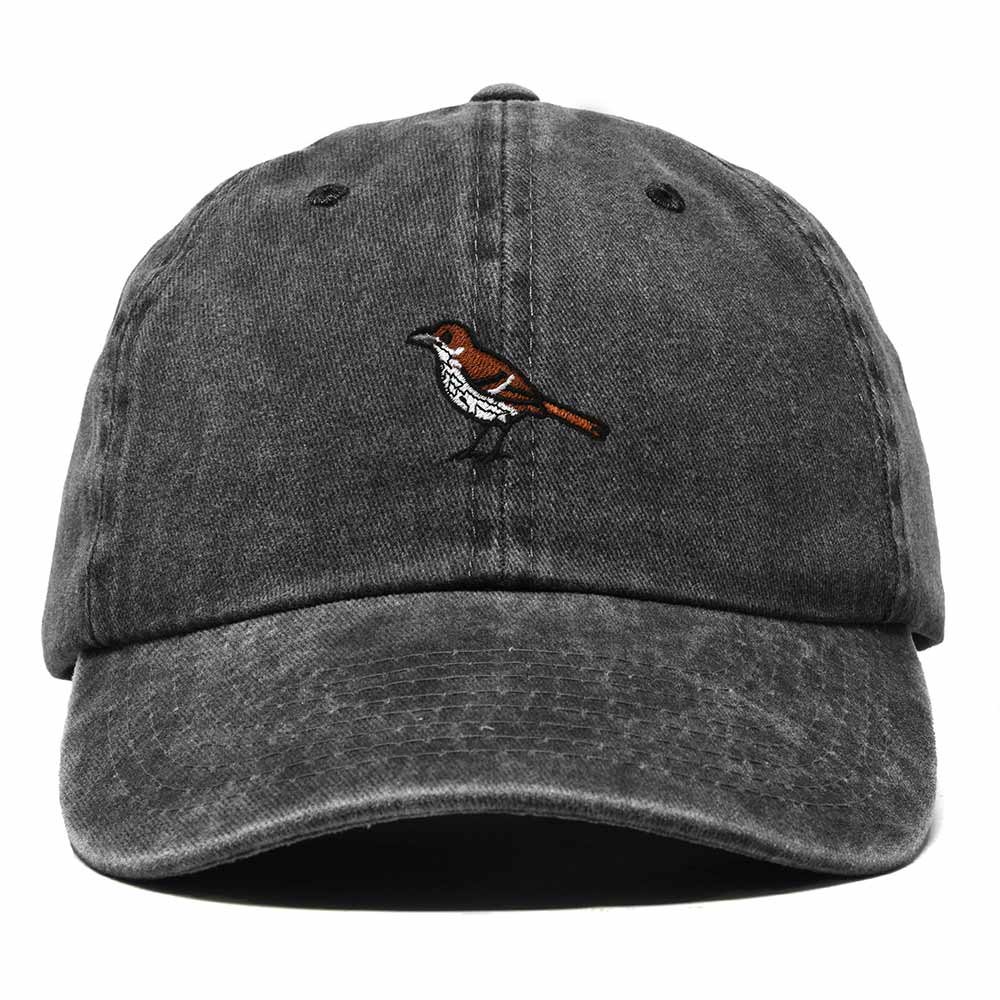 Dalix Brown Thrasher Georgia Embroidered Bird Cotton Baseball Cap Dad Hat Mens Womens Outdoor Summer in Washed Black