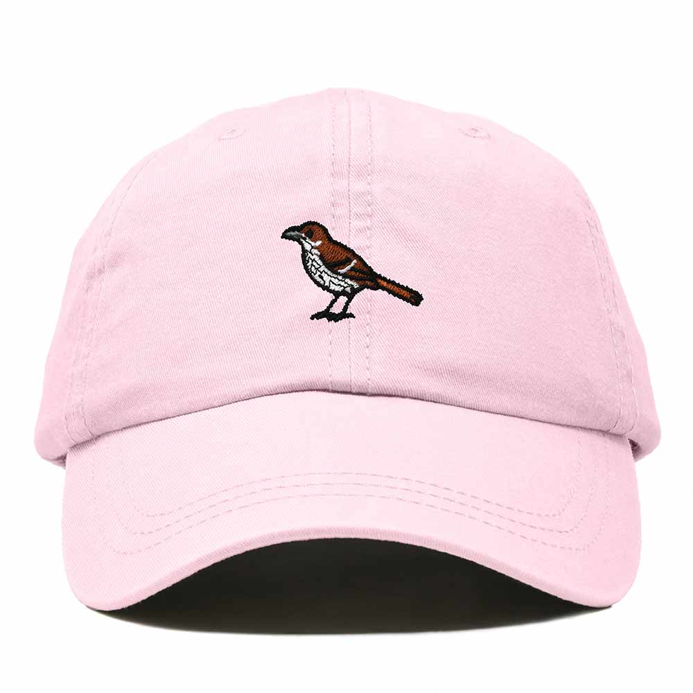 Dalix Brown Thrasher Georgia Embroidered Bird Cotton Baseball Cap Dad Hat Mens Womens Outdoor Summer in Washed Pink