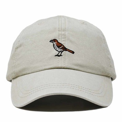 Dalix Brown Thrasher Georgia Embroidered Bird Cotton Baseball Cap Dad Hat Mens Womens Outdoor Summer in Washed Stone White