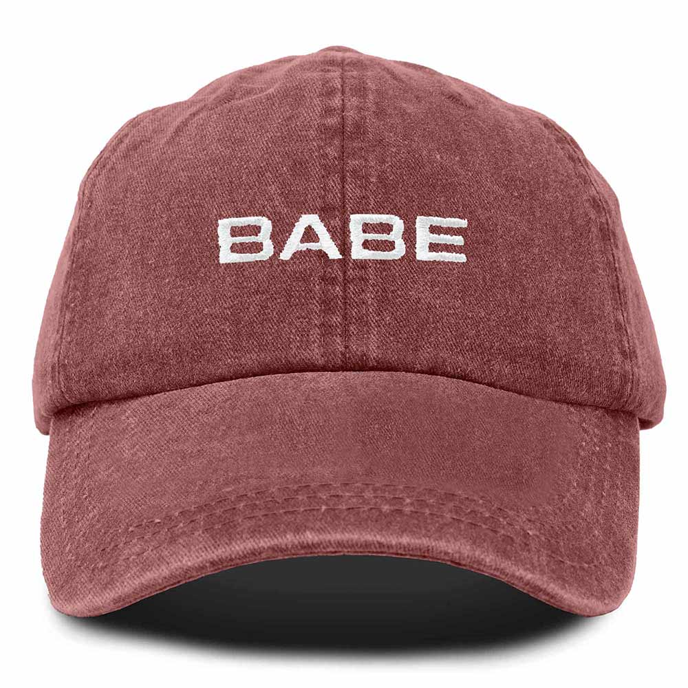 Dalix Babe Embroidered Cotton Baseball Cap Adjustable Dad Hat Womens in Red